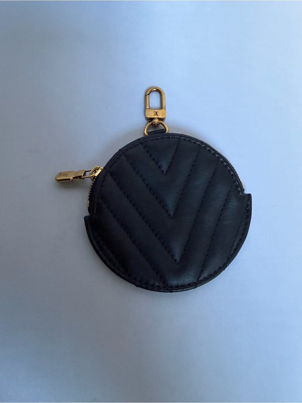 LOUIS VUITTON Black Round Coin Pouch